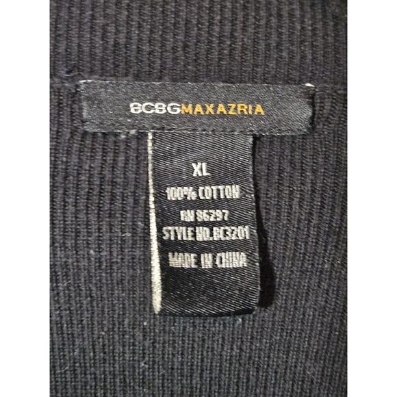 Vintage BCBG Maxazria 1/4 Zip Black Sweater 100% Cotton Cropped Sweater XL - Picture 9 of 10